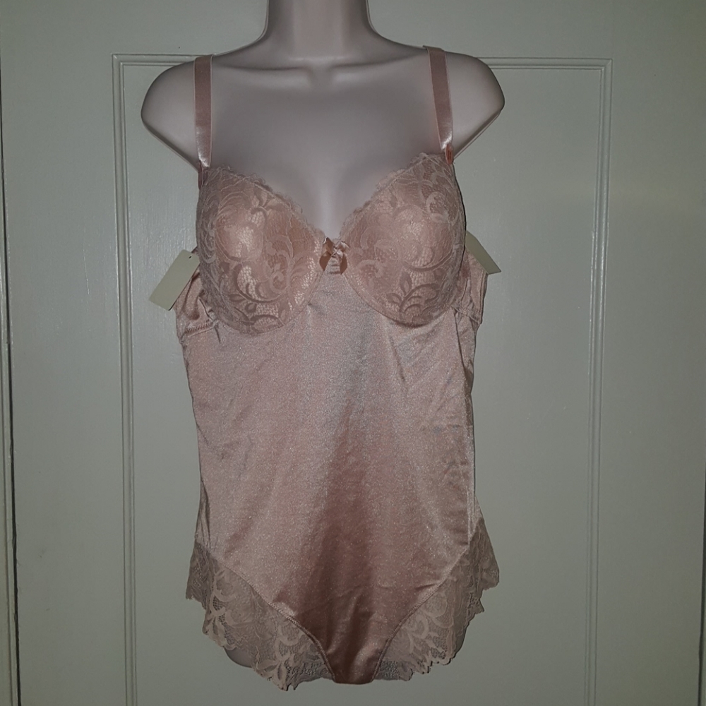 Spree Intimates Nude/Pinkish Lace Trim Bodysuit